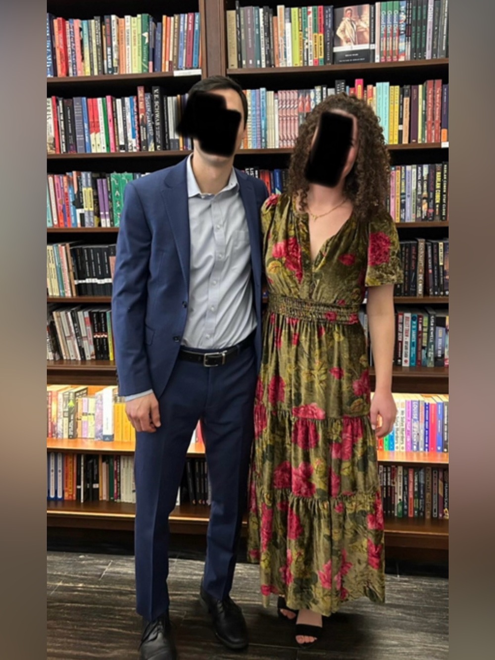 Anthropology Velvet Olive Green Maxi Dress with Pink Floral Print - Picture 4 of 4